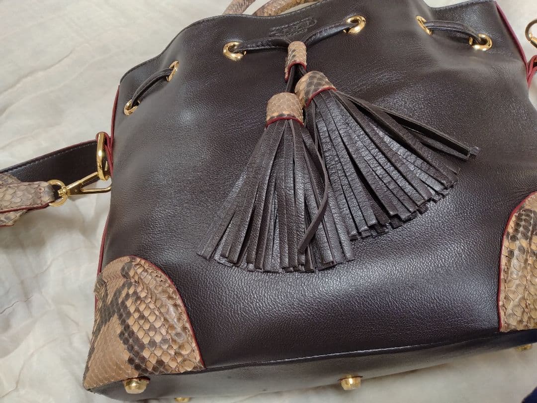 【未使用】ココセリュクスゴールド 3WAYトートバッグ *ダークブラウン