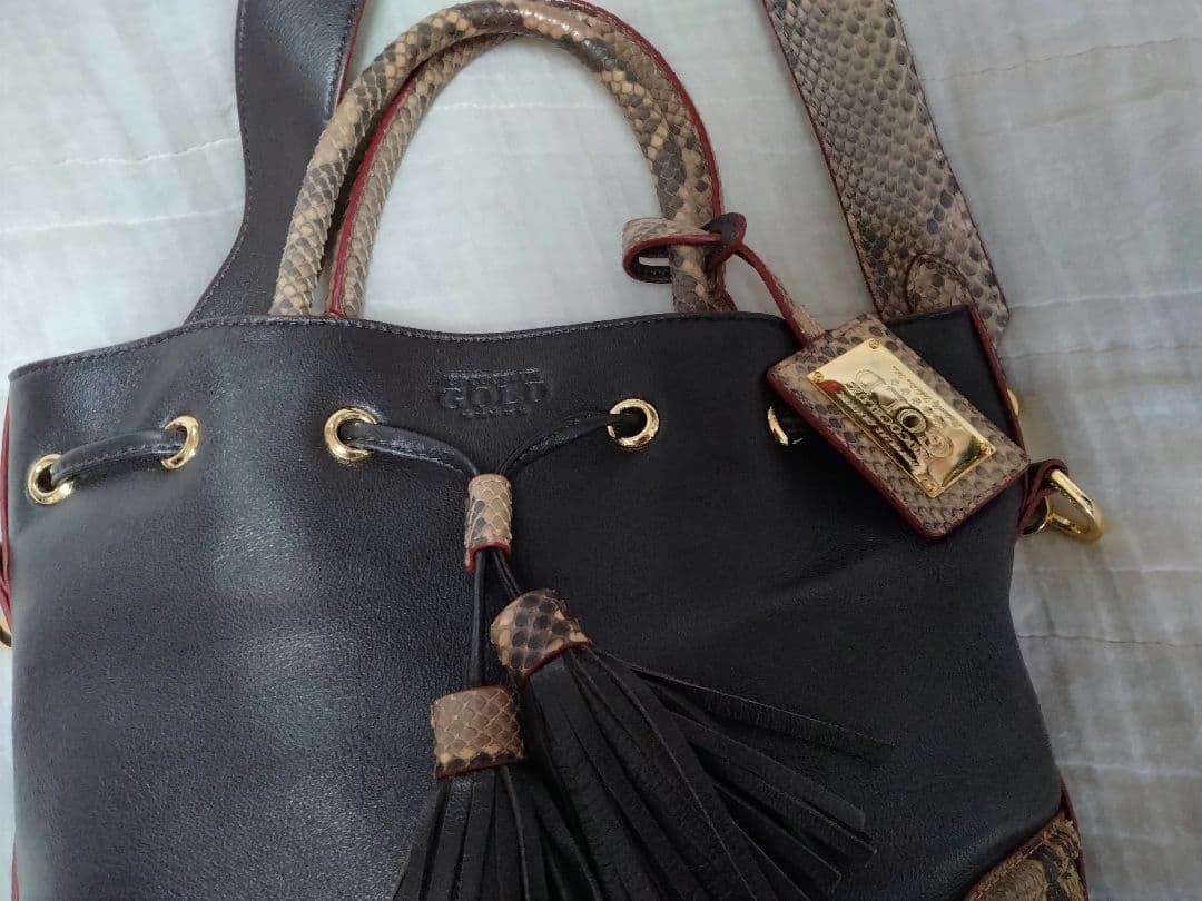 【未使用】ココセリュクスゴールド 3WAYトートバッグ *ダークブラウン