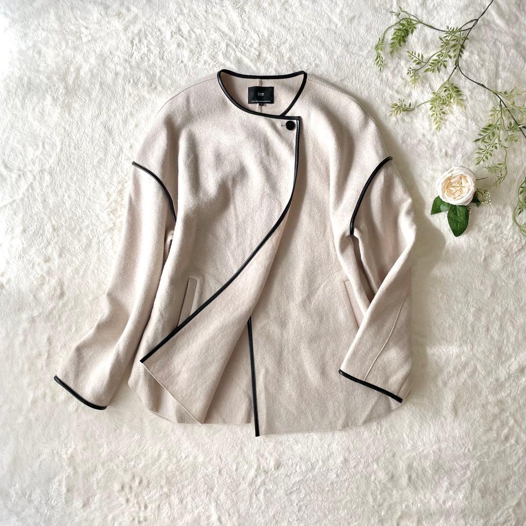 美品✨23区 コンプレストパイルショートアウター ウール ライトベージュ 38M