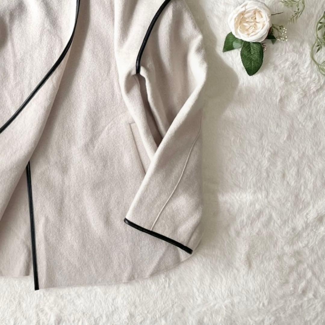 美品✨23区 コンプレストパイルショートアウター ウール ライトベージュ 38M