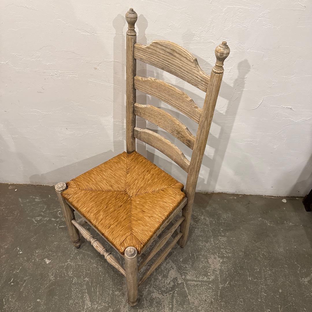 CASAダイニングチェア　カフェチェア　藁座面　剥離