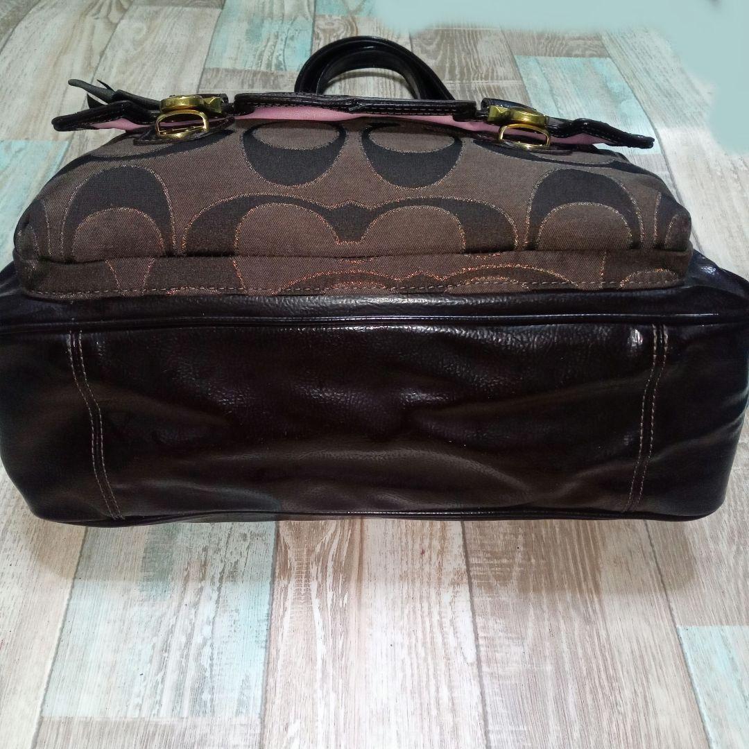 COACH　トートバッグ　シグネチャー　コーチ　ハンドバッグ　チャーム　ブラウン