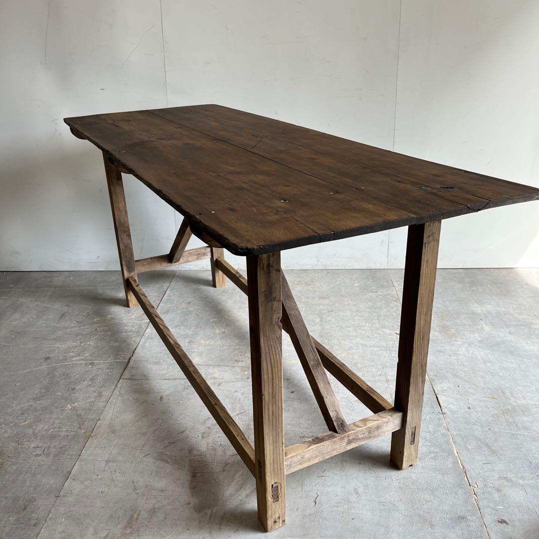 アンティーク テーブル 展示台 作業台 机 シャビー 無垢材 z541