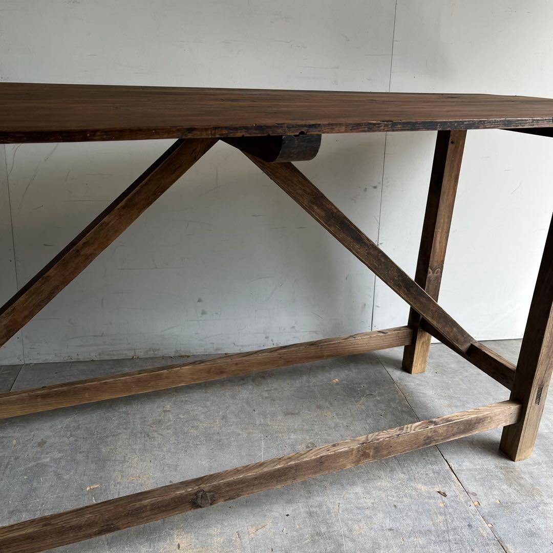 アンティーク テーブル 展示台 作業台 机 シャビー 無垢材 z541