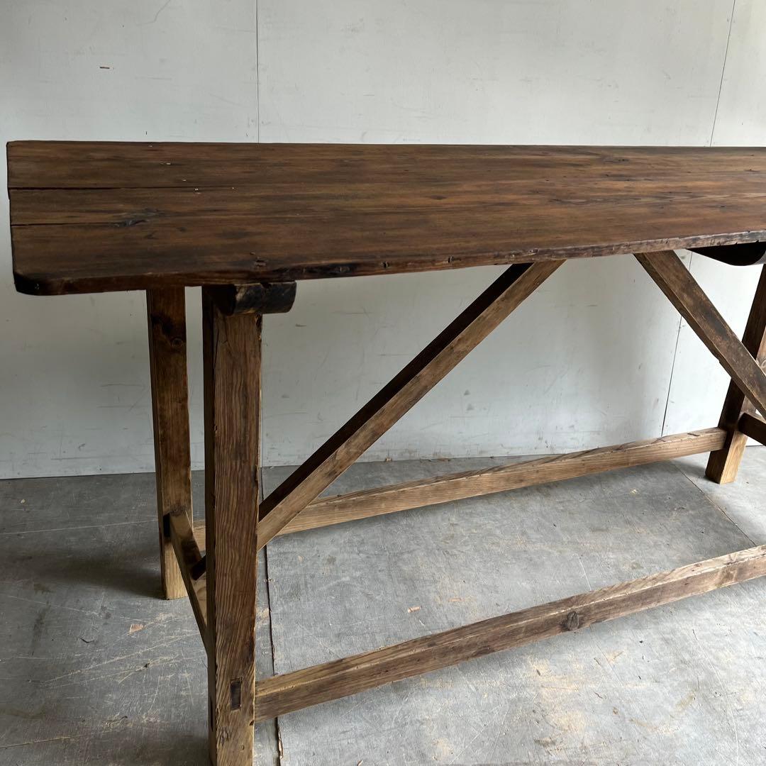 アンティーク テーブル 展示台 作業台 机 シャビー 無垢材 z541