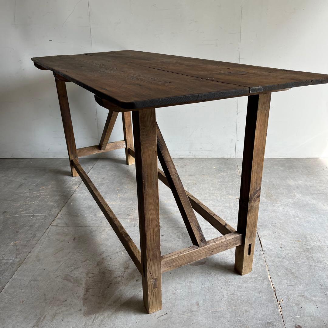 アンティーク テーブル 展示台 作業台 机 シャビー 無垢材 z541