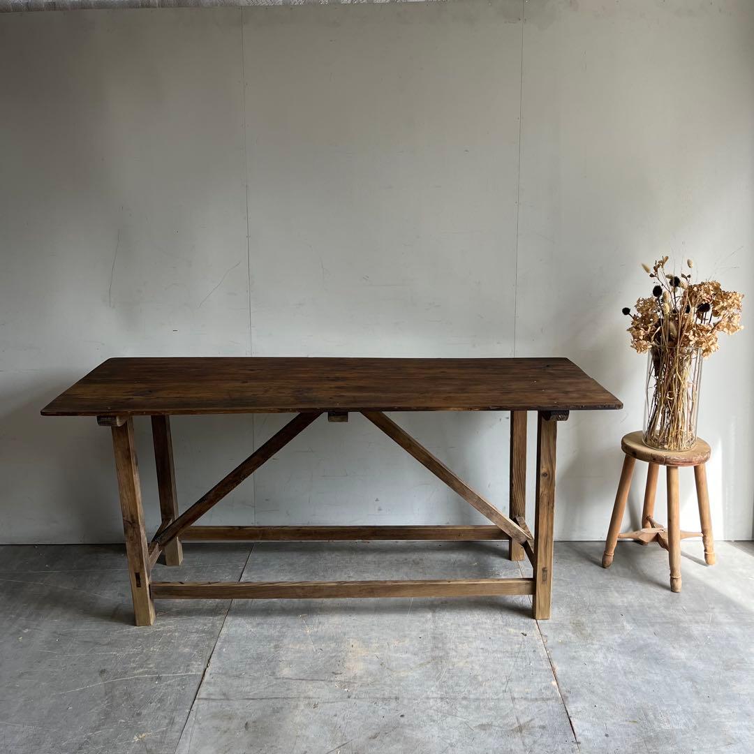 アンティーク テーブル 展示台 作業台 机 シャビー 無垢材 z541