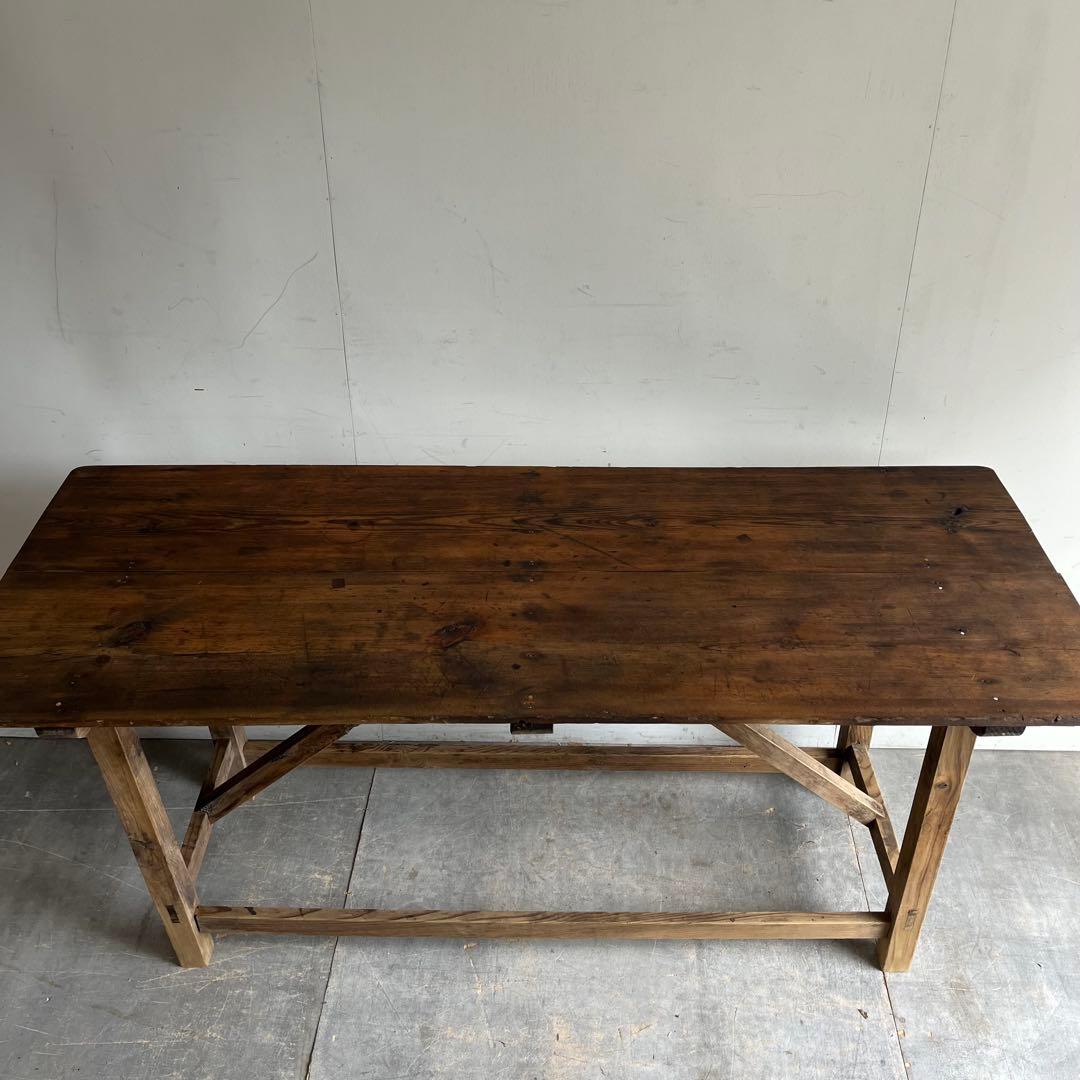 アンティーク テーブル 展示台 作業台 机 シャビー 無垢材 z541