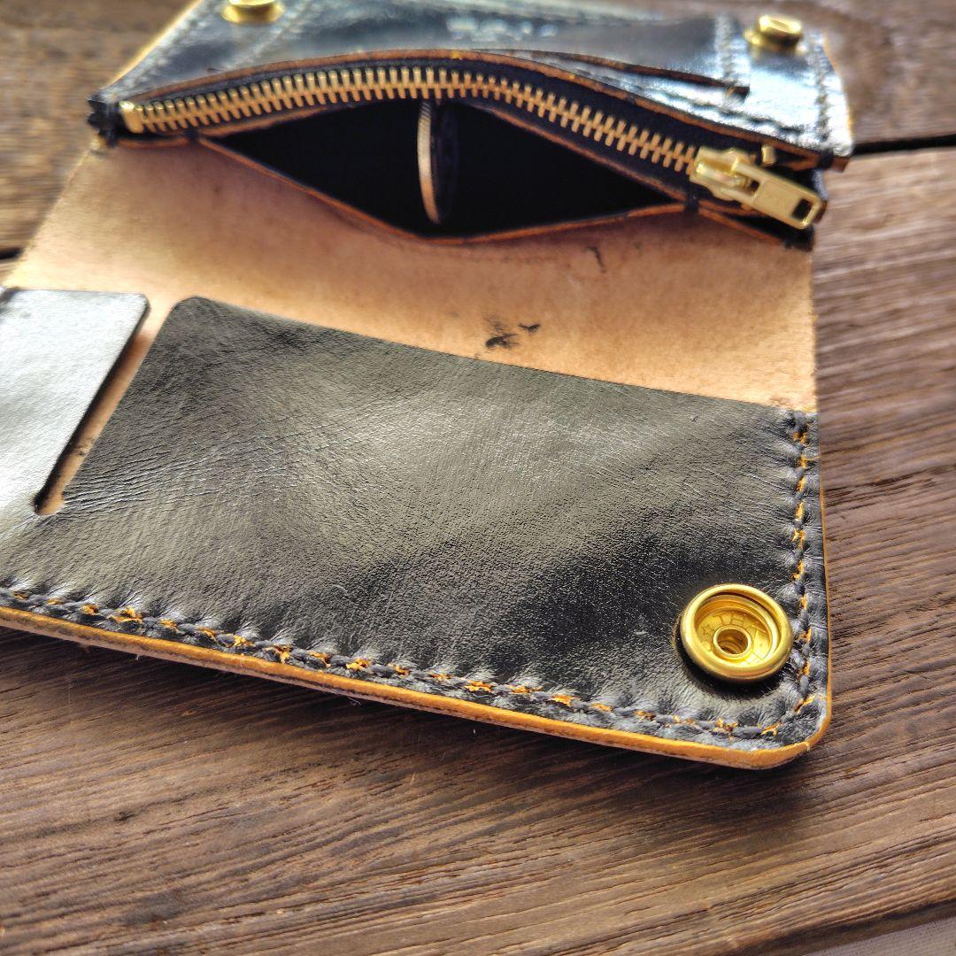 ミドルサイズ　トラッカーウォレット　蹄鉄　手染め