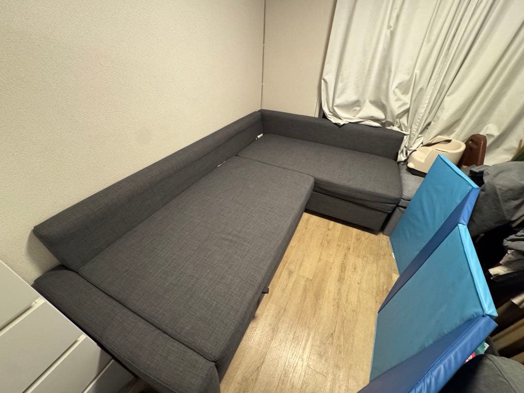 引き取り限定　IKEA フリーヘーテン コーナーソファ グレー