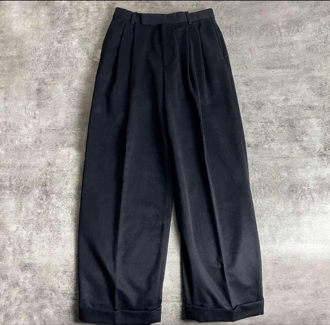 MARKAWARE マーカウェア カシミヤ ワイド スラックス 2タック 黒系