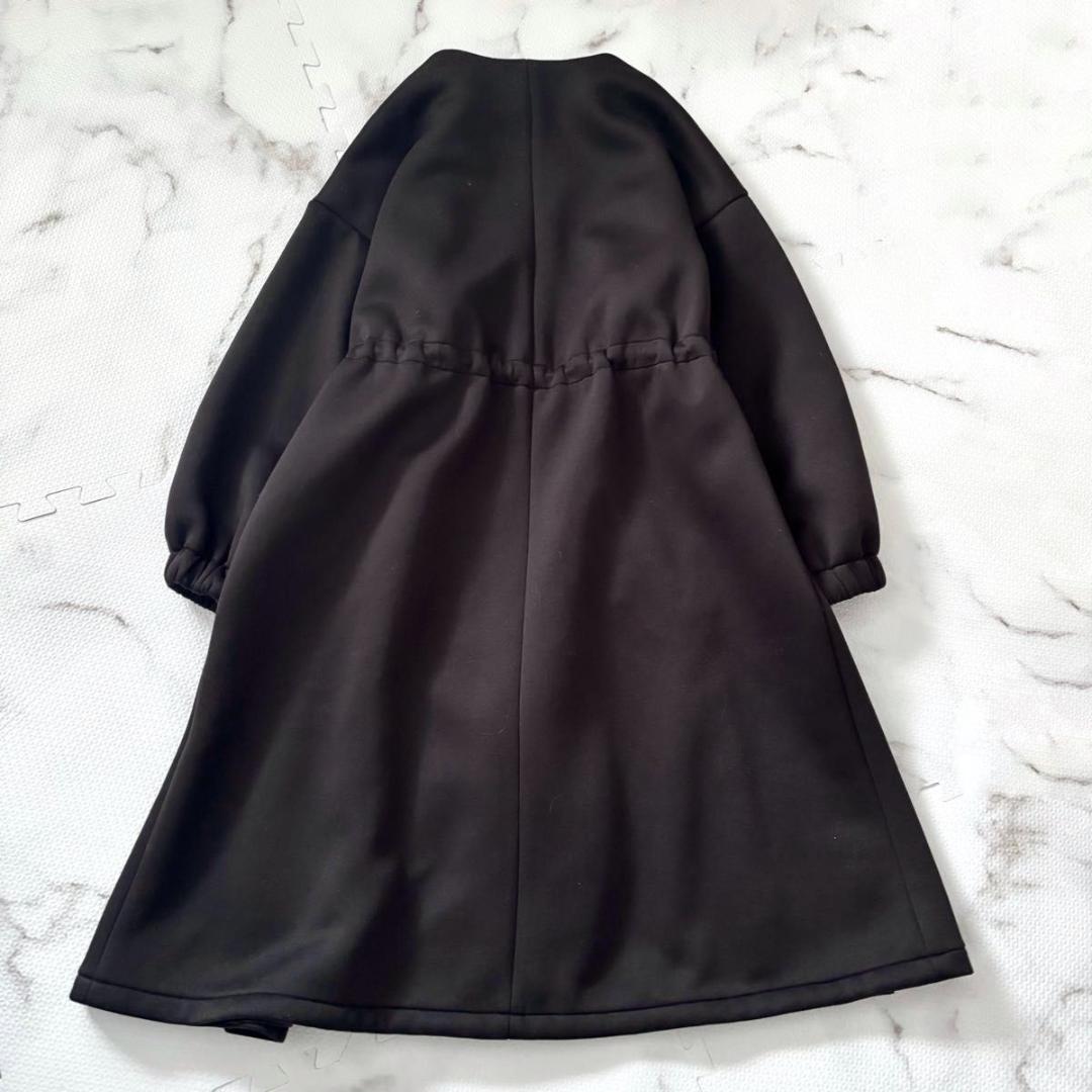 BEARDSLEY ダンボールギャザーコート　ブラック　ビアズリー　ノーカラー