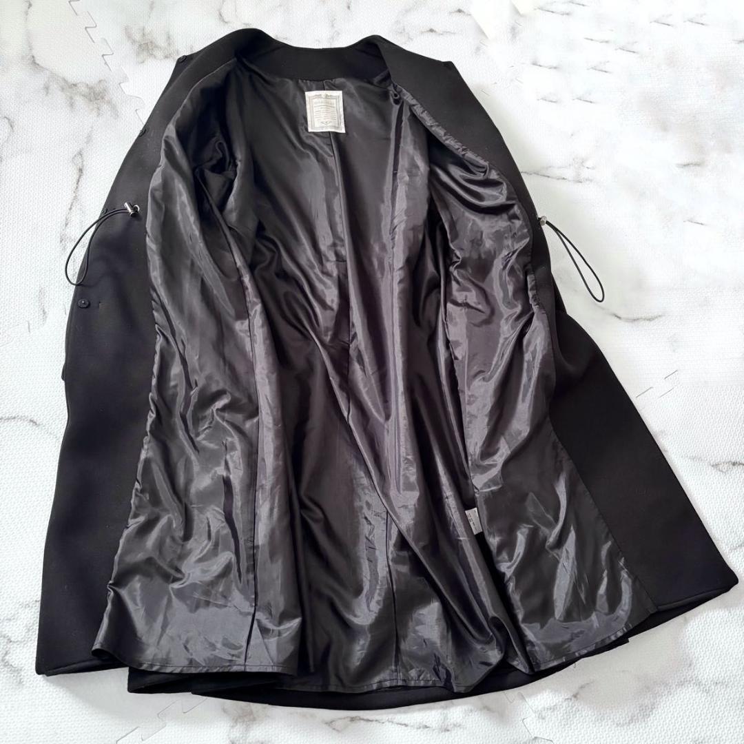 BEARDSLEY ダンボールギャザーコート　ブラック　ビアズリー　ノーカラー