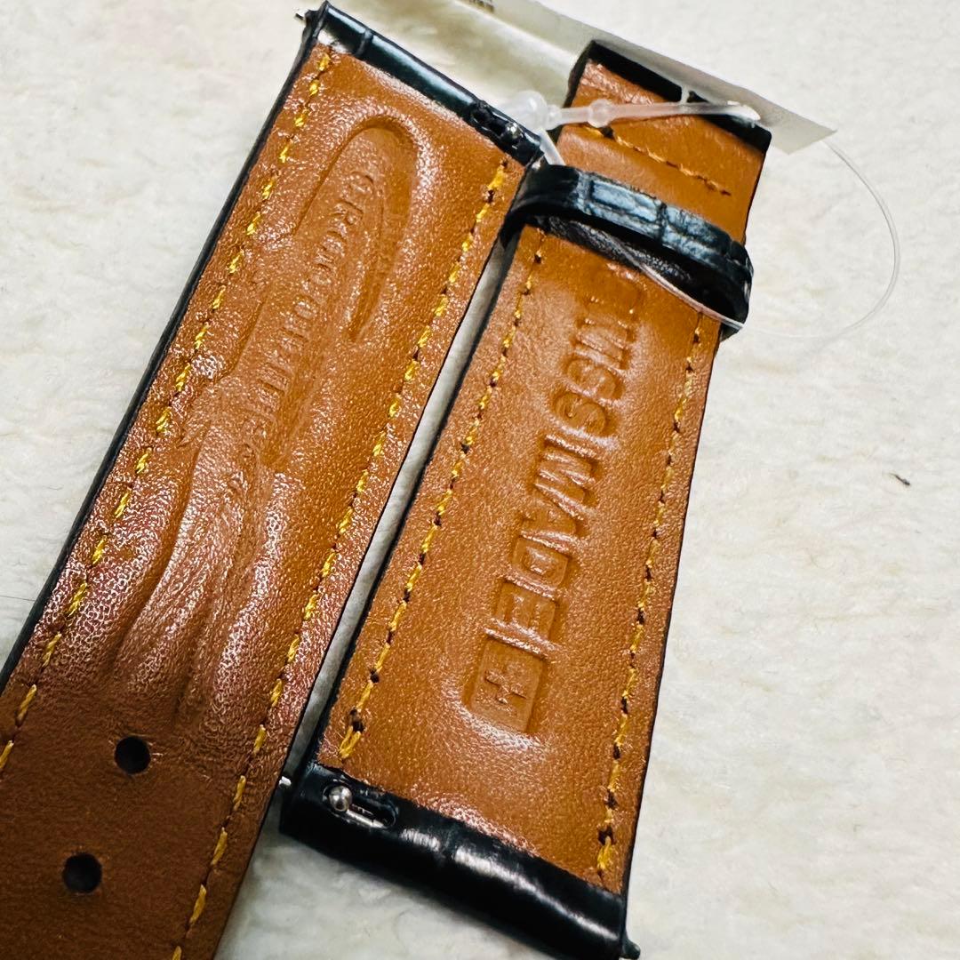 3006#20mm-18mmブラック★本物クロコダイルベルト★スイス製