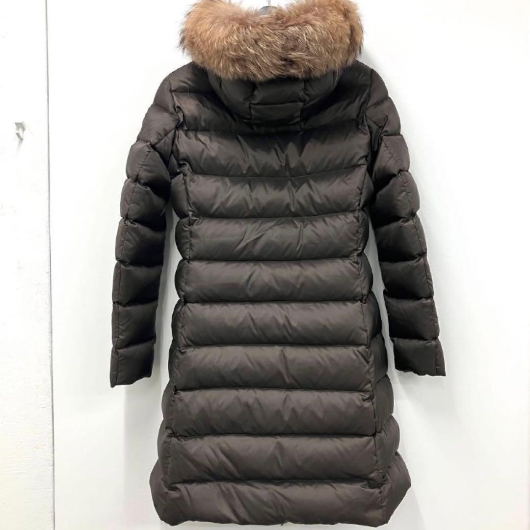 MONCLER モンクレール ロング ダウン ファー 茶 キッズ レディースM