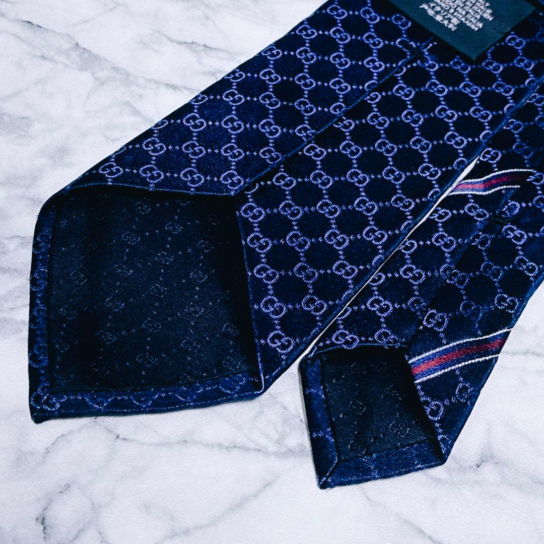 ✨未使用クラス✨GUCCI 現行　GG柄　シェリーライン　パープル　ネクタイ