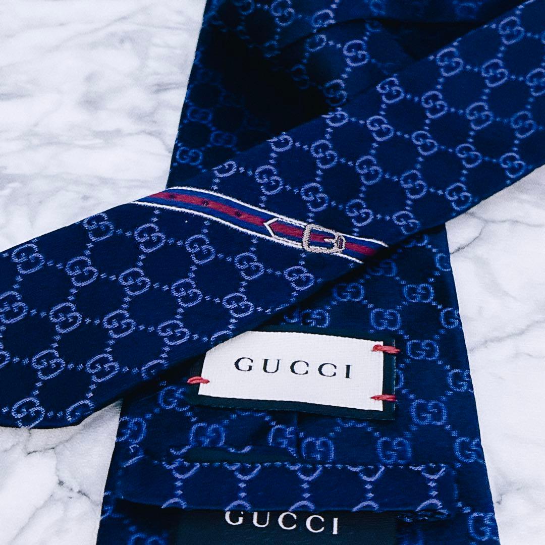 ✨未使用クラス✨GUCCI 現行　GG柄　シェリーライン　パープル　ネクタイ