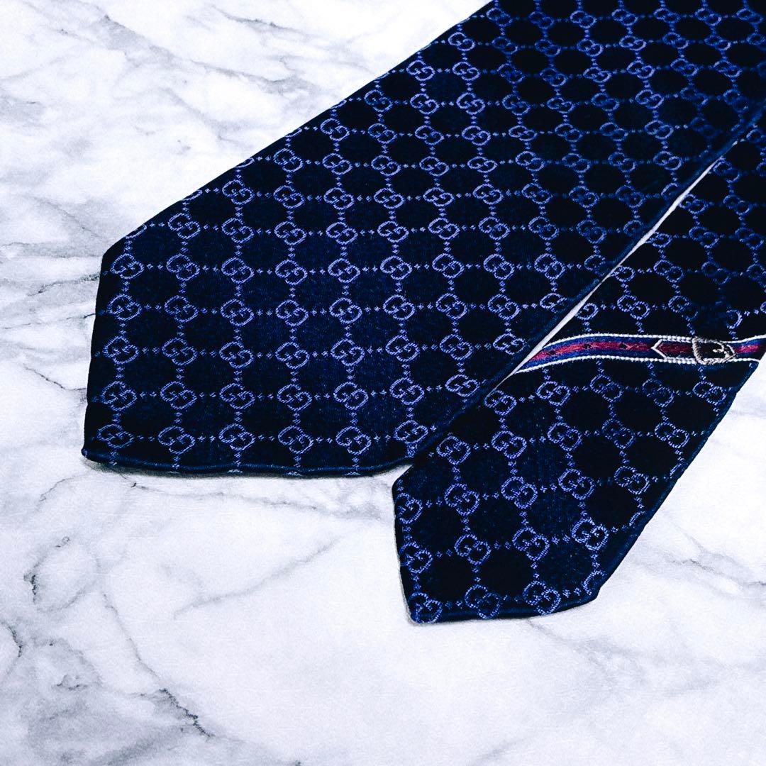 ✨未使用クラス✨GUCCI 現行　GG柄　シェリーライン　パープル　ネクタイ
