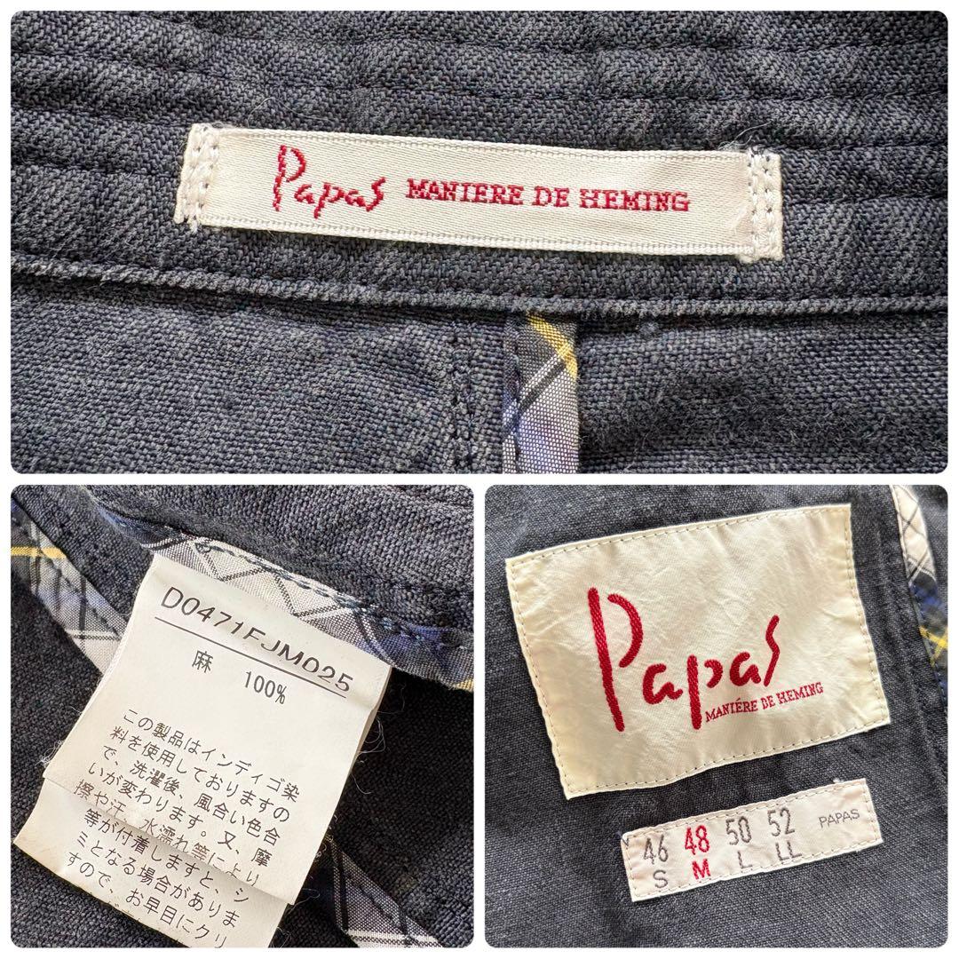 【Papas】 パパス リネンカバーオール ジャケット 90s 麻 ヴィンテージ