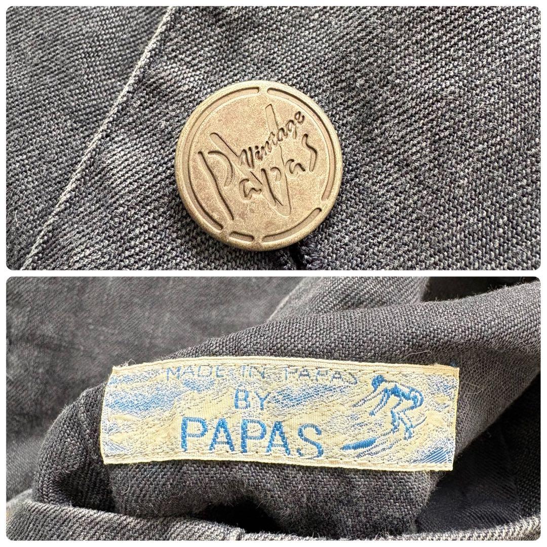 【Papas】 パパス リネンカバーオール ジャケット 90s 麻 ヴィンテージ