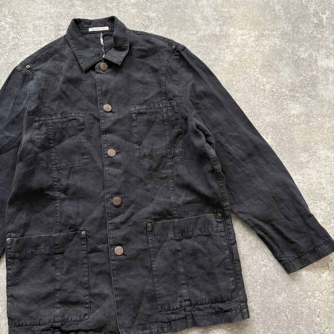 【Papas】 パパス リネンカバーオール ジャケット 90s 麻 ヴィンテージ