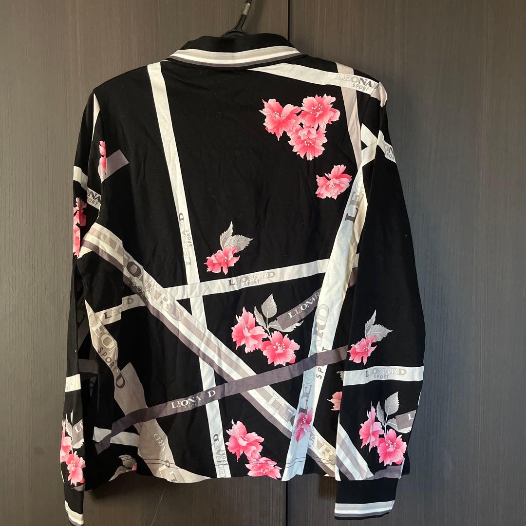 LEONARD 長袖ポロシャツ 44 ブラック/ピンク