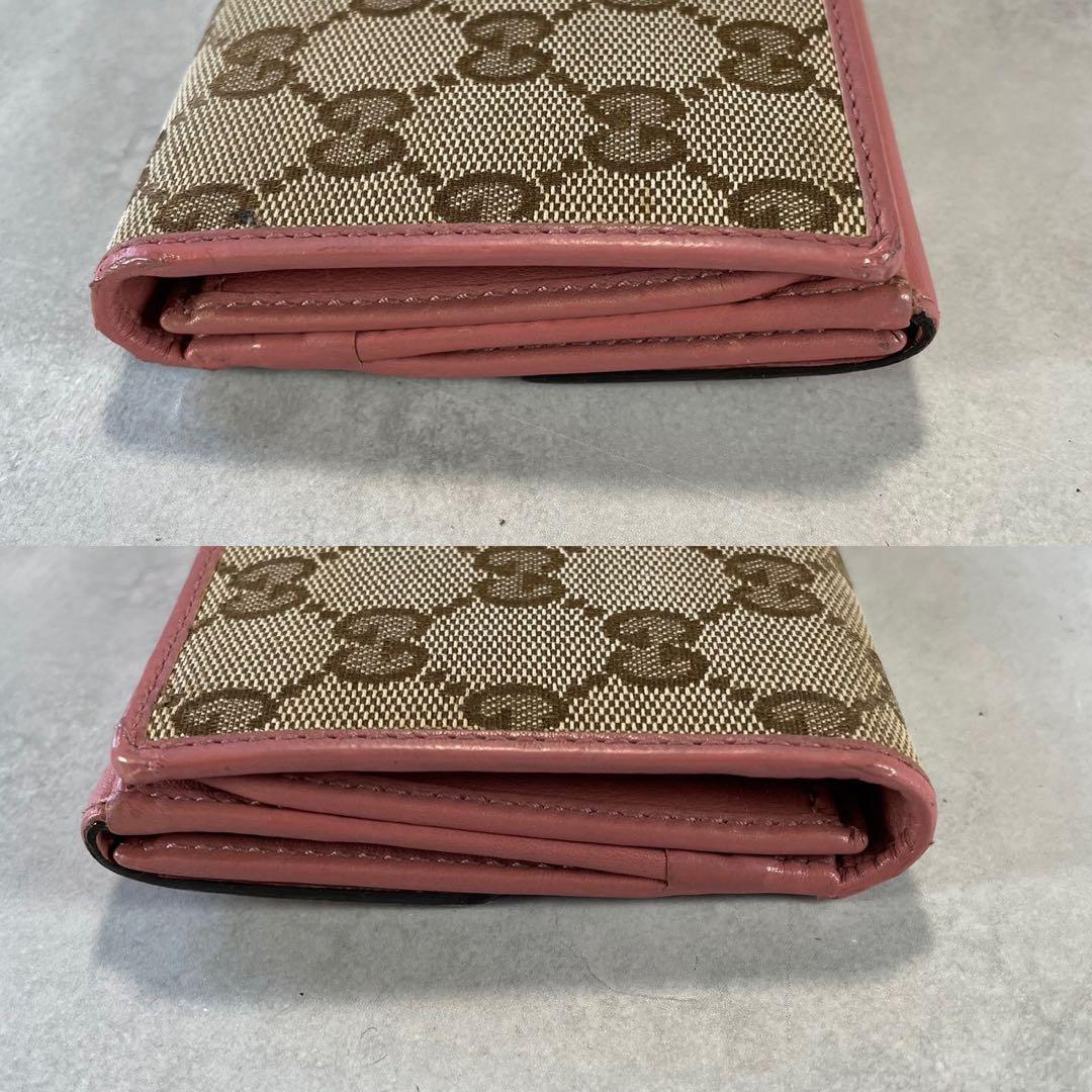 グッチ GUCCI ラブリーハート GGキャンバス 長財布 Wホック ピンク