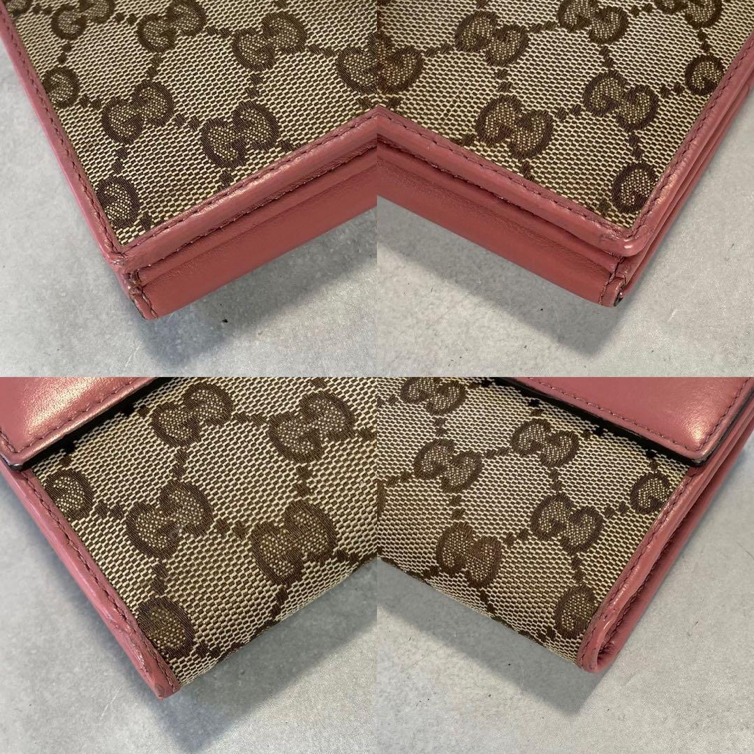グッチ GUCCI ラブリーハート GGキャンバス 長財布 Wホック ピンク