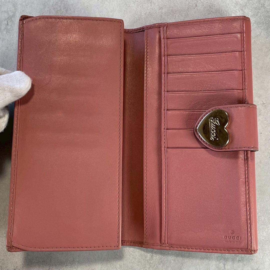 グッチ GUCCI ラブリーハート GGキャンバス 長財布 Wホック ピンク