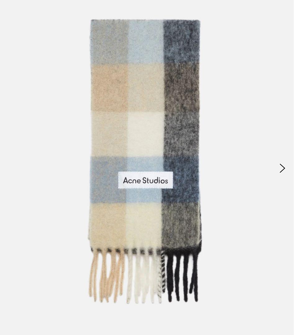 Acne Studios チェック柄ブルーマフラー