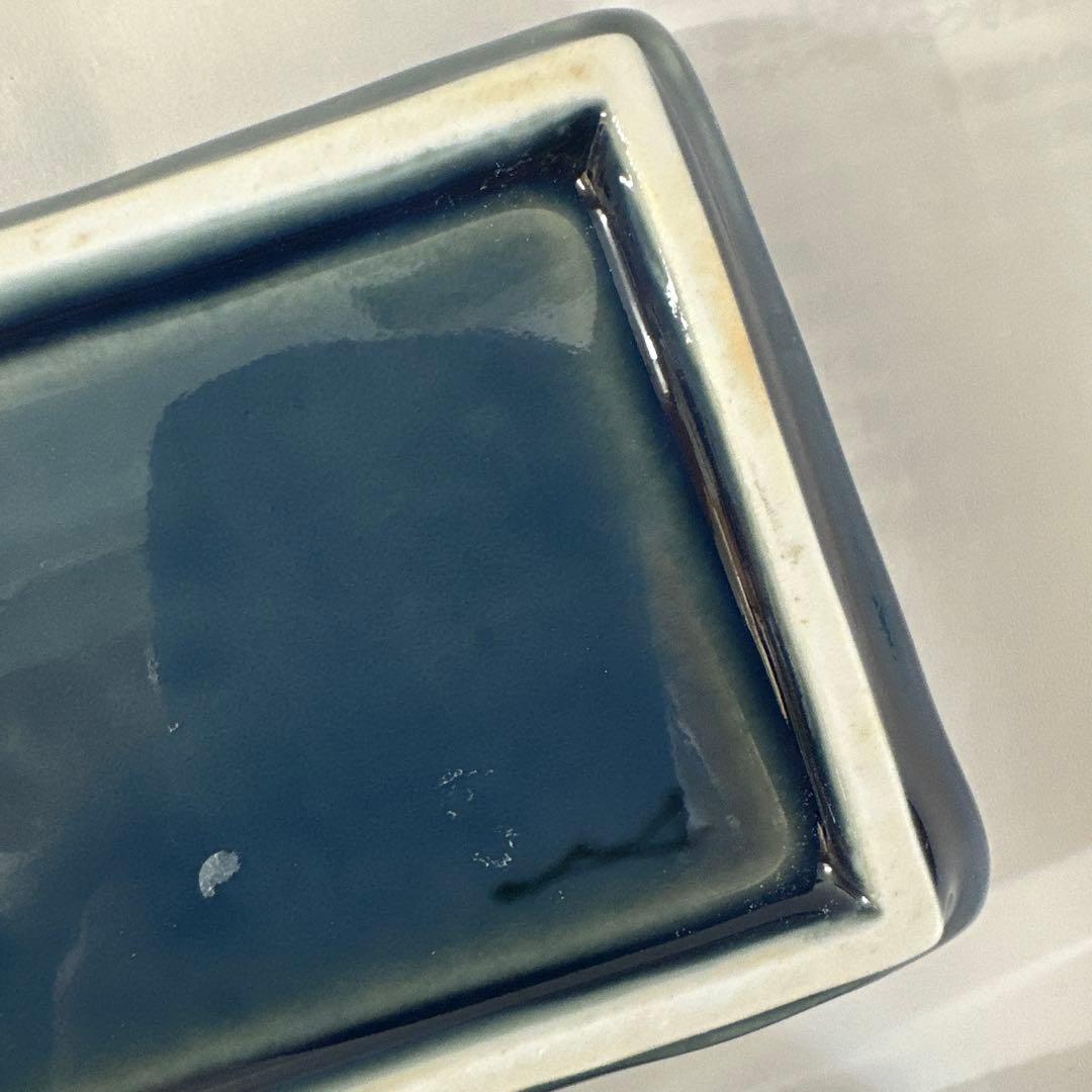 宮岡麻衣子　瑠璃釉波兎文長角皿右左２点セット