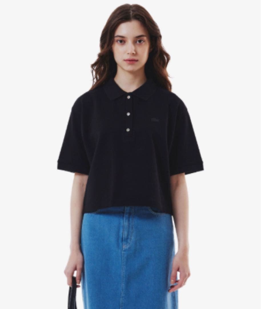 今季新作　LACOSTE ラコステポロシャツ ブラック　半袖　クロップド