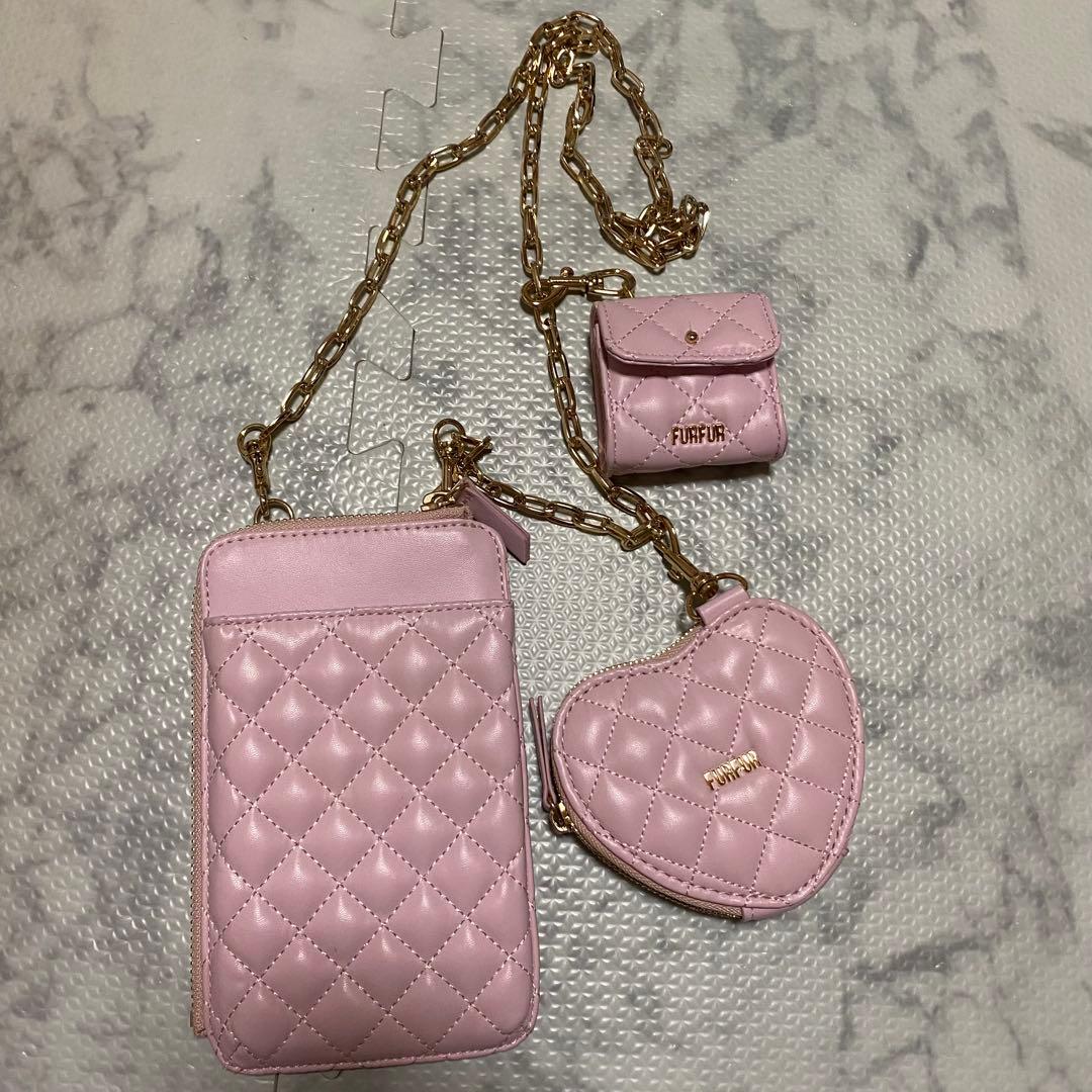 FURFUR キルティング3SET マルチショルダー ピンク