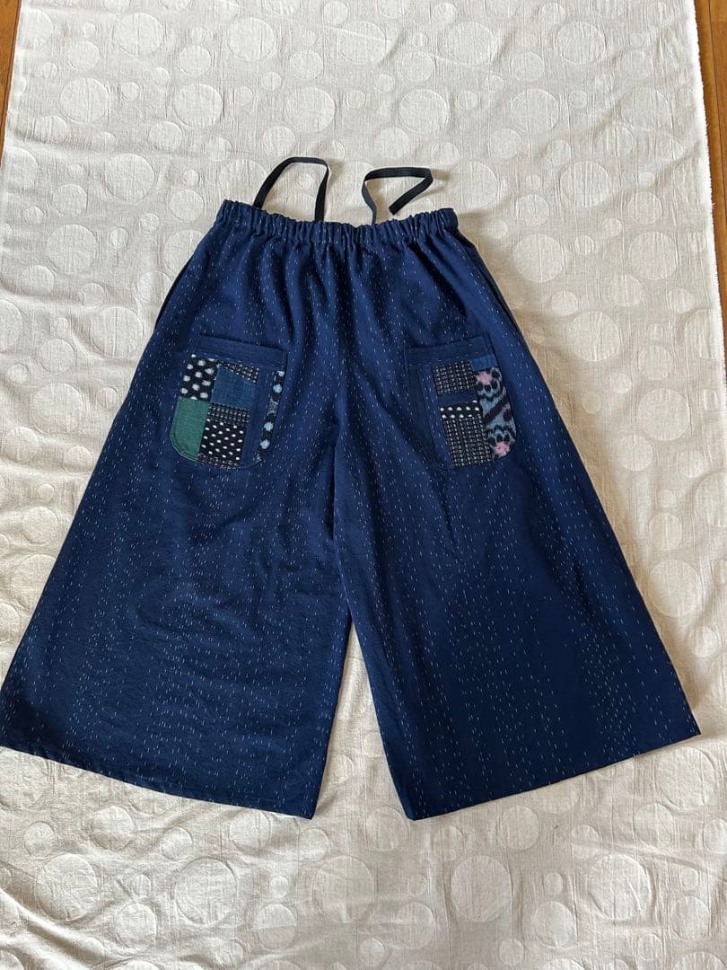 おまとめ専用です。藍染め絣　墨染め 国産生地　備後節織　ワイドパンツ