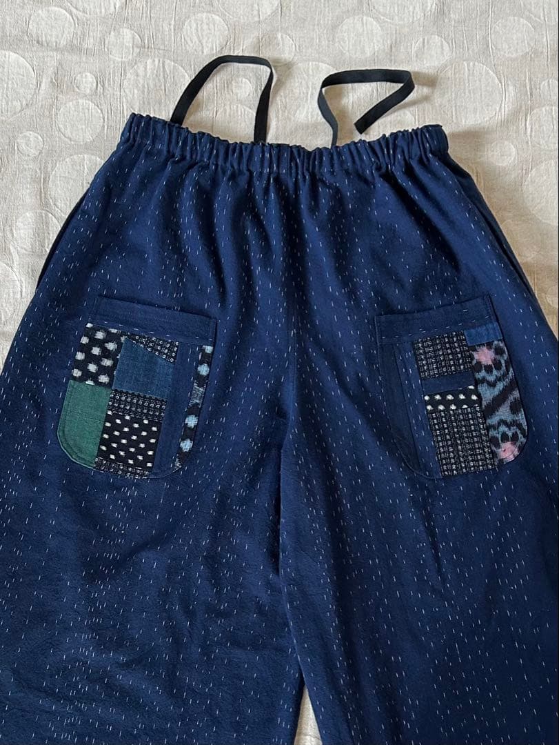 おまとめ専用です。藍染め絣　墨染め 国産生地　備後節織　ワイドパンツ