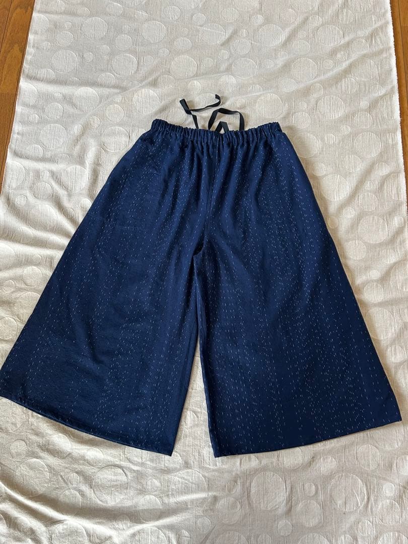 おまとめ専用です。藍染め絣　墨染め 国産生地　備後節織　ワイドパンツ