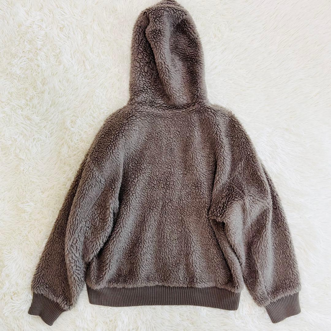 近年 ギャルリーヴィー シープボアフーデッドブルゾン ブラウン ウール100%