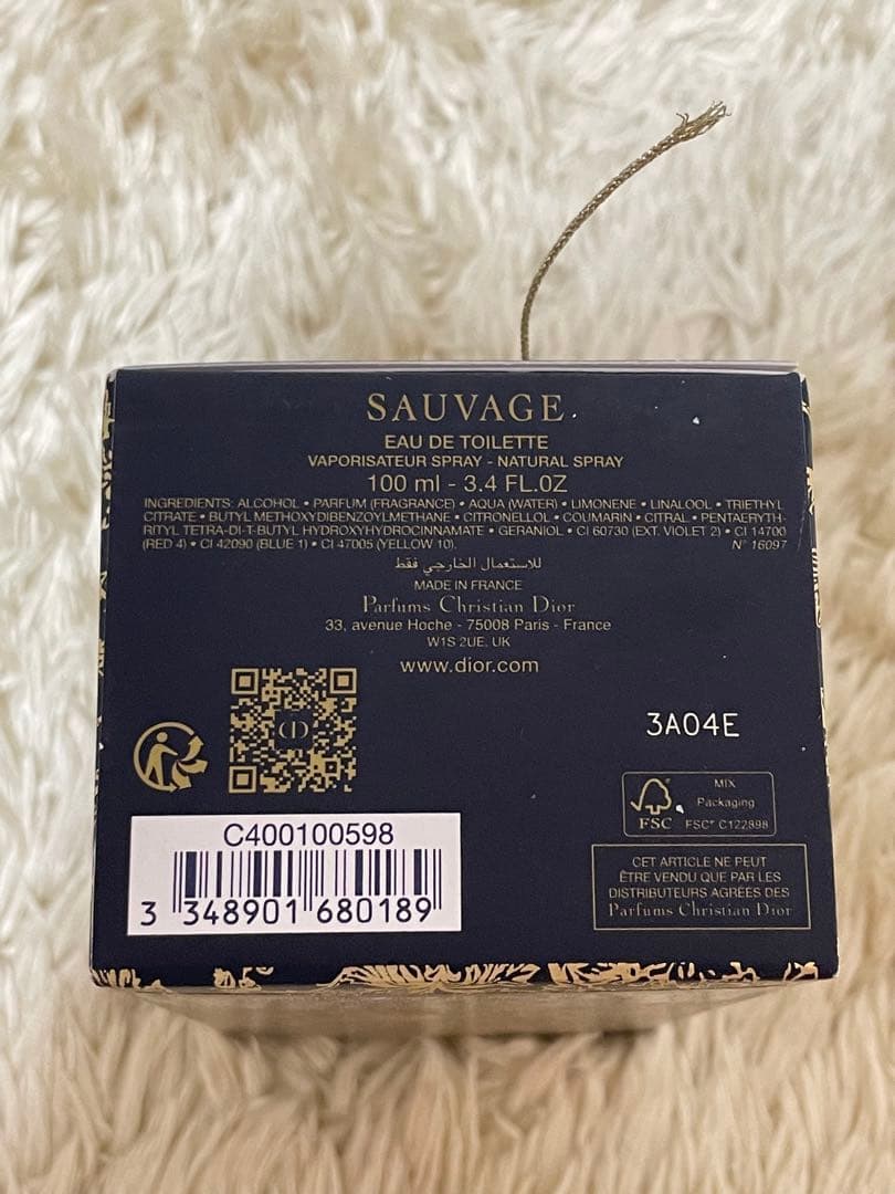 香水(男性用) Dior Sauvage Eau de Toilette 100 ml