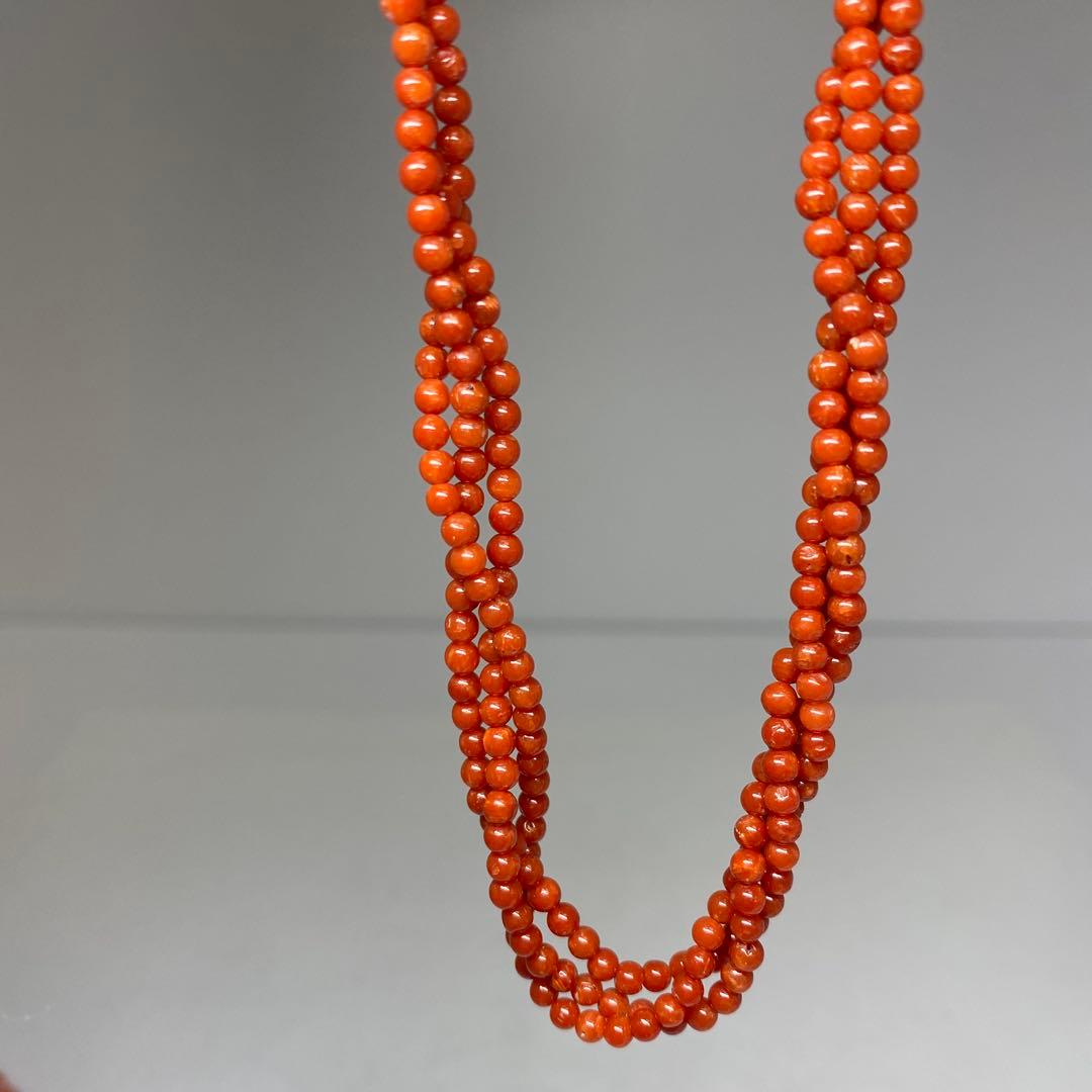 本赤珊瑚ネックレス3本　70g 東さ8-0120☆2F