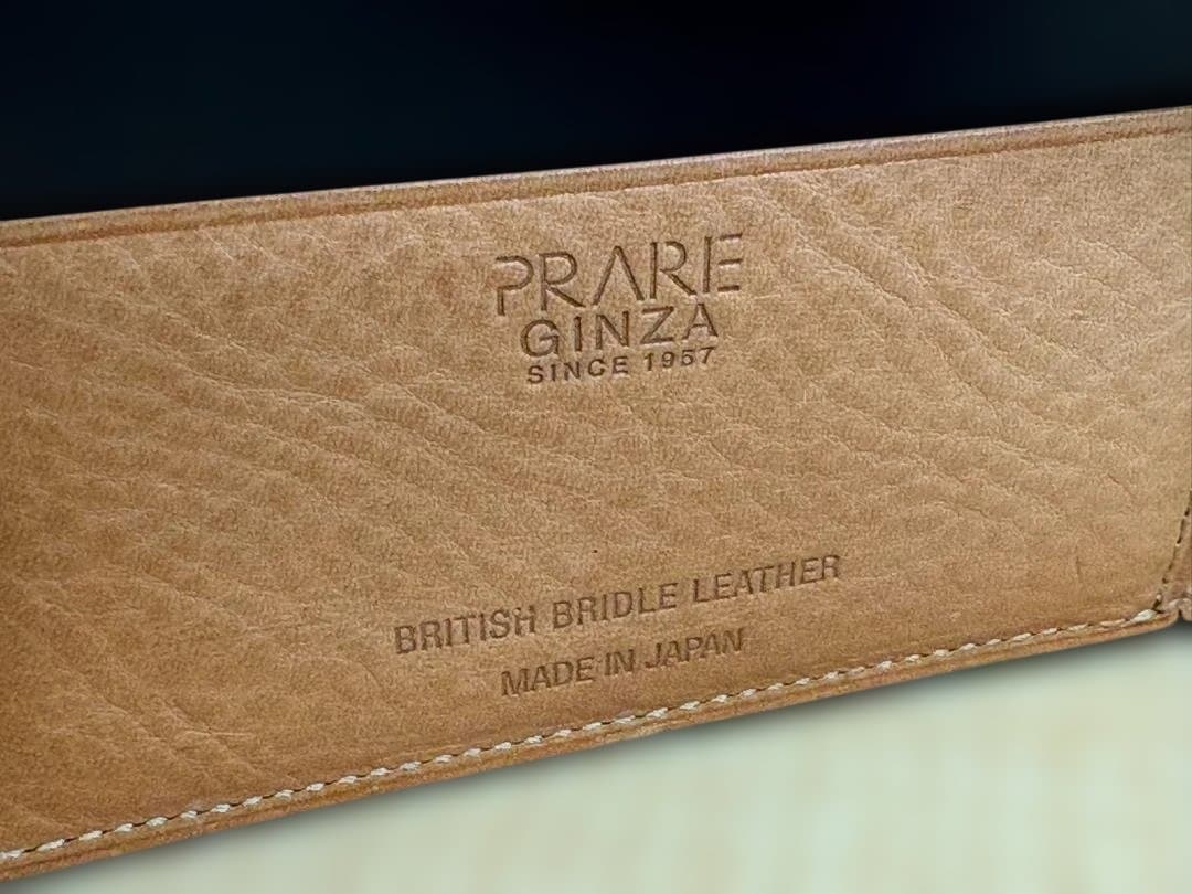 未使用プレリーPRAREブリティッシュブライドルレザー二つ折り財布★A25666