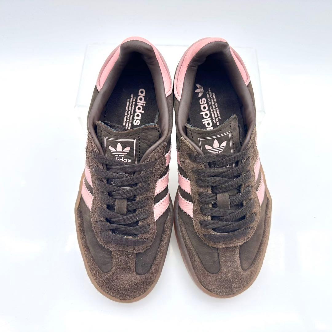 【美品】アディダス サンベイ ブラウン ピンク スウェード ガムソール 厚底