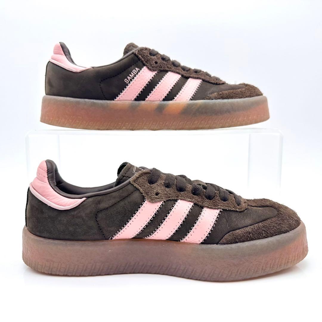 【美品】アディダス サンベイ ブラウン ピンク スウェード ガムソール 厚底