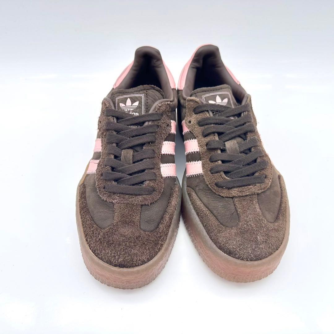 【美品】アディダス サンベイ ブラウン ピンク スウェード ガムソール 厚底