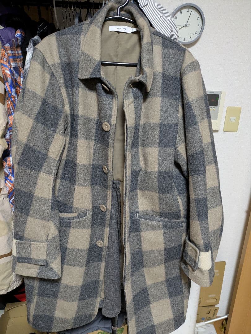 NONNATIVE MELTON　BUFFALO CHECK COAT