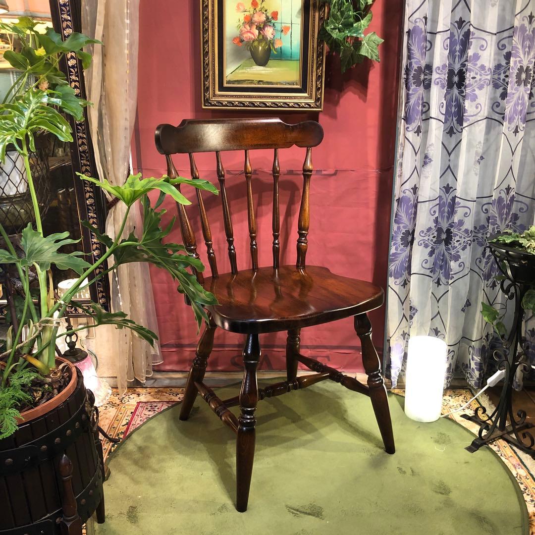 L ２-２　キツツキマーク ヴィンテージ スピンドルチェア　飛騨産業