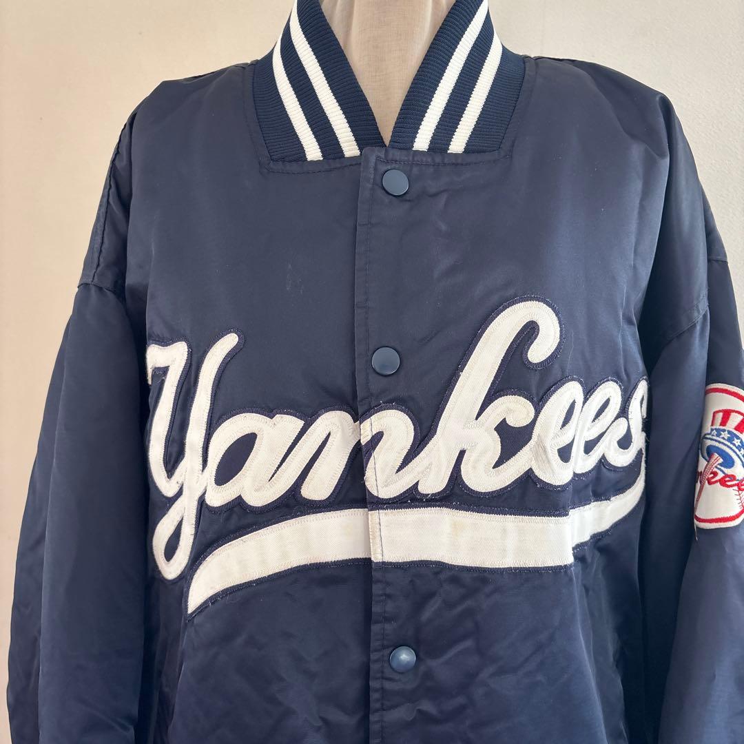 Majestic ヤンキース スタジャン 刺繍ロゴ XL ネイビー