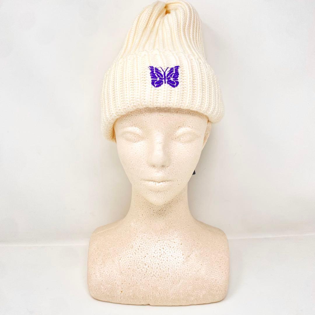新品 Needles ニードルズ ニット帽 ホワイト クリーム パピヨン タグ