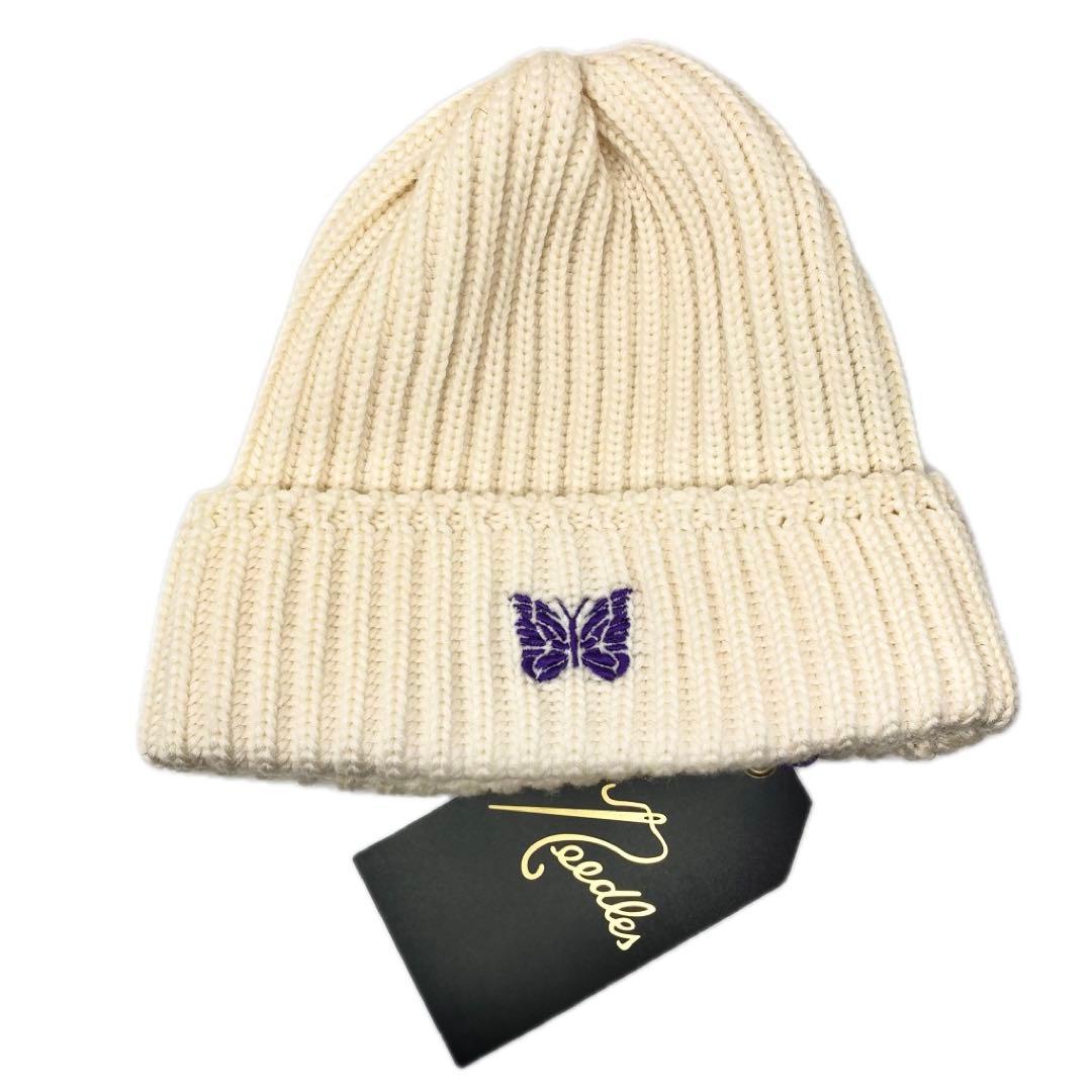 新品 Needles ニードルズ ニット帽 ホワイト クリーム パピヨン タグ