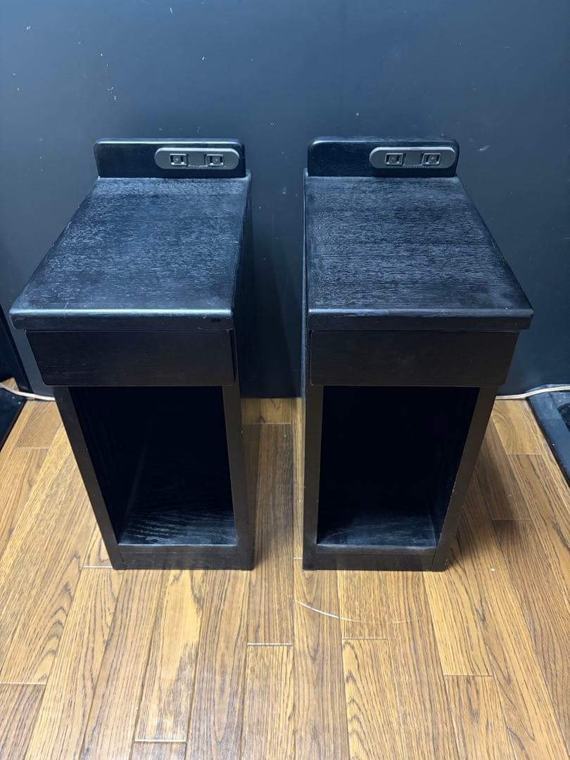 【ナカジマ MG-20】　ベッド サイドテーブル　コンセント付き　ダークブラウン