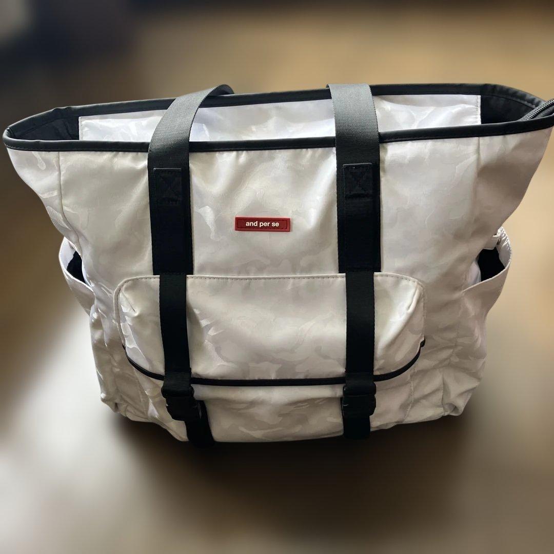 美品　and per se ホワイトビッグトートバッグ